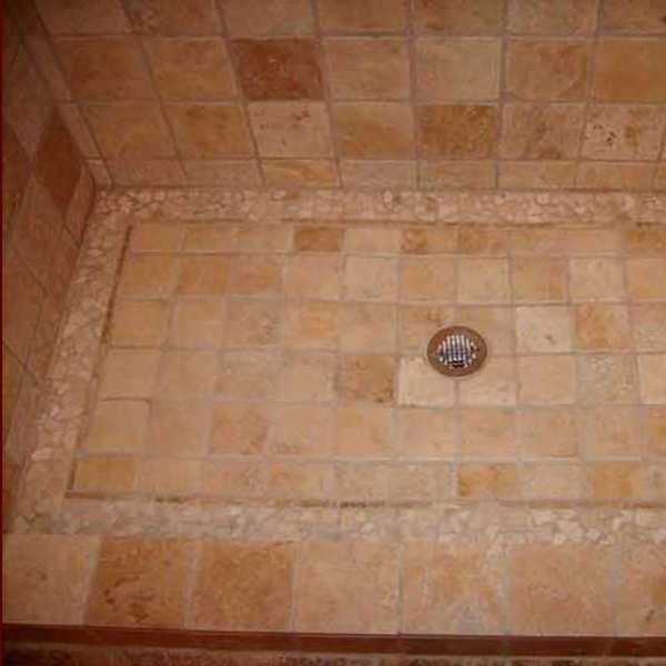 TIle shower floor from a Lake Burton GA bathroom remodel