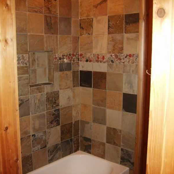 Slate tile bathroom remodel in Lake Burton GA
