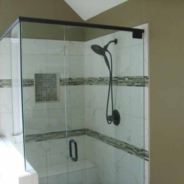 Shower tile and glass enclosure from bathroom remodel in Johns Creek GA