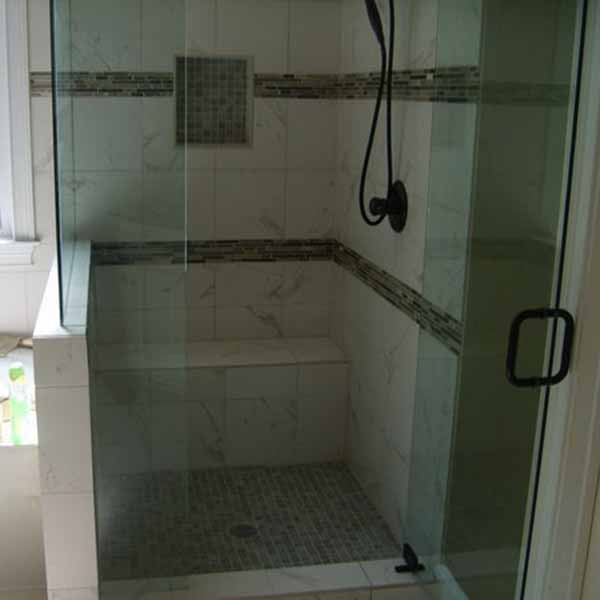 Glass shower enclosure installed in Johns Creek GA bathroom enclosure