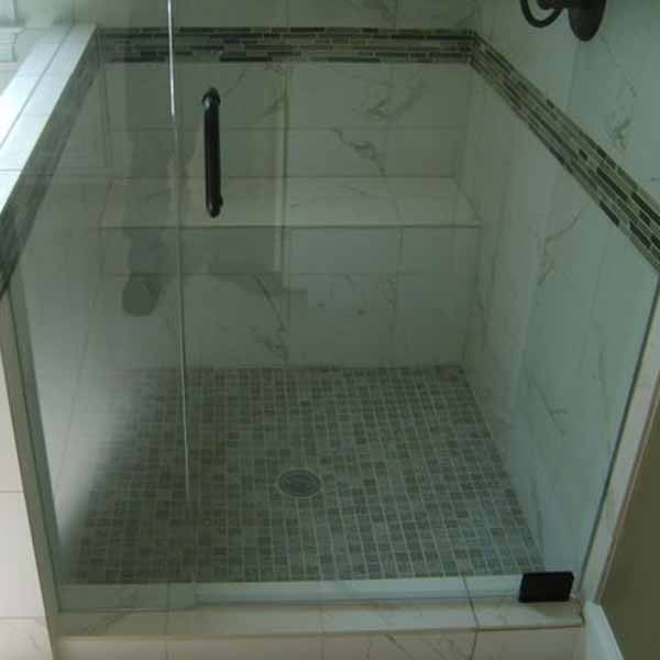 Tile shower floor from bathroom remodel in Johns Creek GA