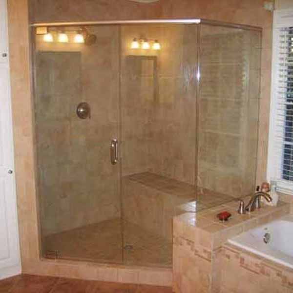 Shower glass installation from a bathroom remodel in Roswell GA
