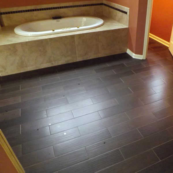 Bathroom plank tile floor in Cumming GA