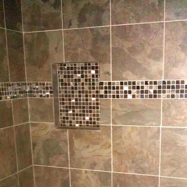 Shower cubby in a Dawsonville GA bathroom remodel