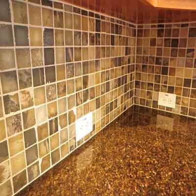 Slate tile backsplash from a kitchen remodel in Alpharetta GA
